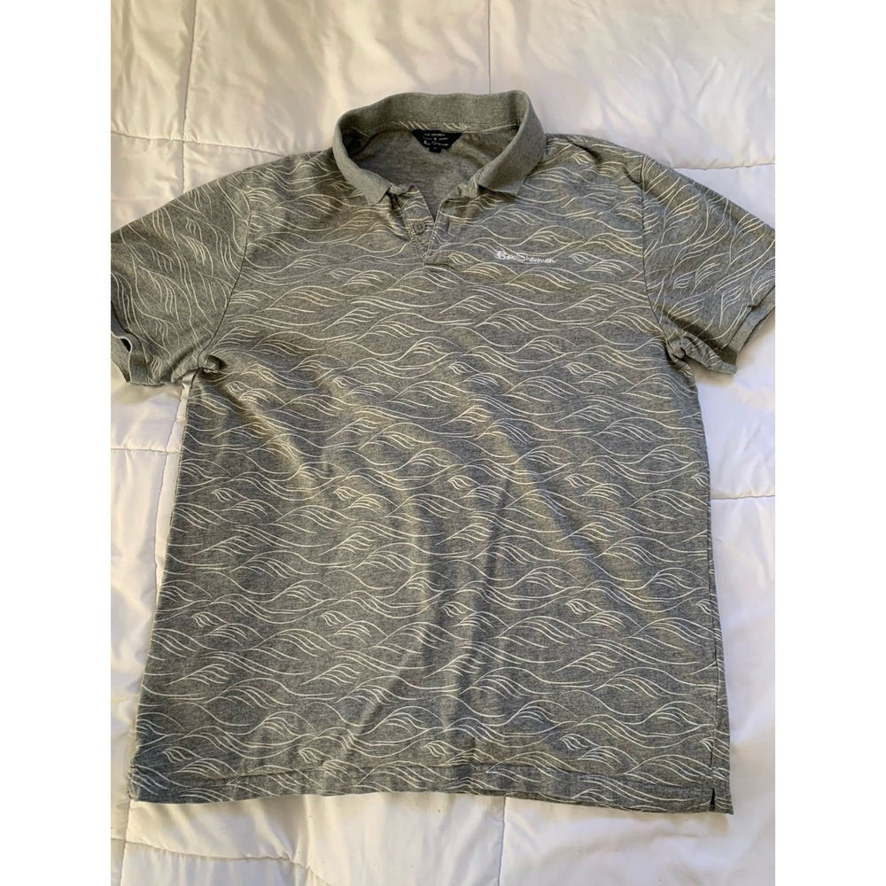 Ben Sherman Gray Pattern‎  Short Sleeve Polo Men's M